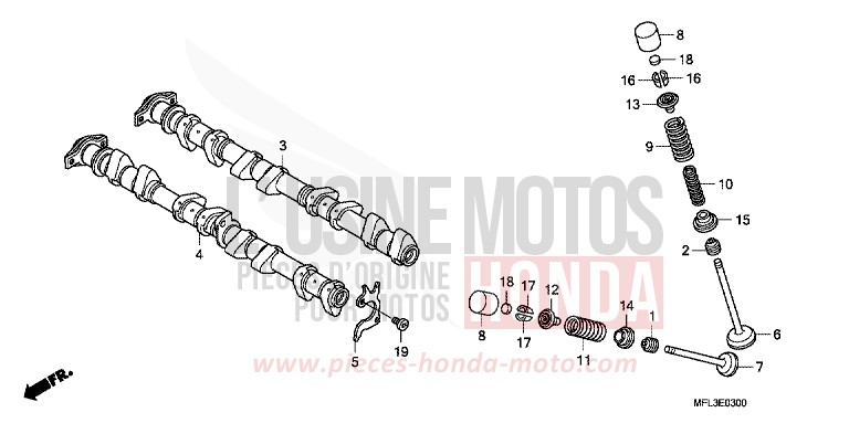 ARBRE A CAMES/SOUPAPE de CBR1000RR "Fireblade" VIBRANT ORANGE (YR250HA) de 2009